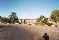 The desserted parking lot of the South Kaibab Trailhead.