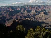 The area of the South Kaibab Trail in the shadows of the late afternoon sun.