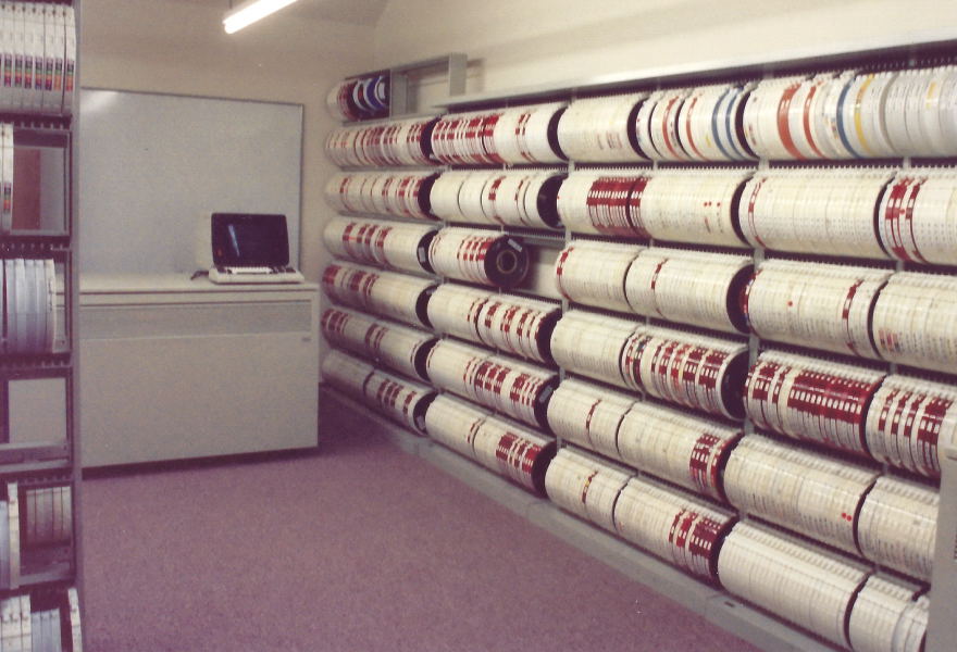 My first computer room. Tape library.