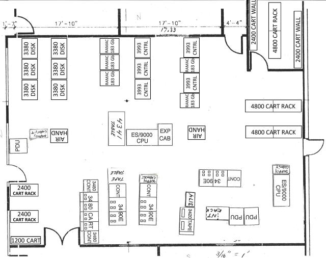 The computer room layout just before we moved to our new building.