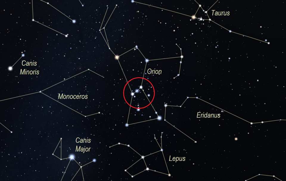 S in Orion Asterism - Stellarium