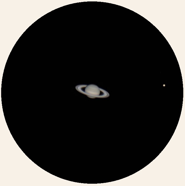 Saturn in a small telescope with its moon Titan - MAS image